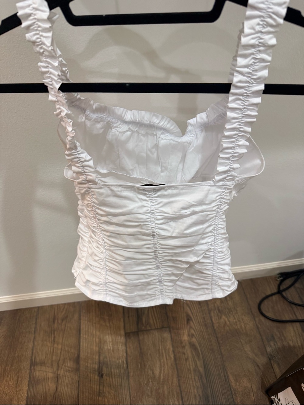 STAUD White Ruched Tank with Ruffled Straps - Picture 4 of 5